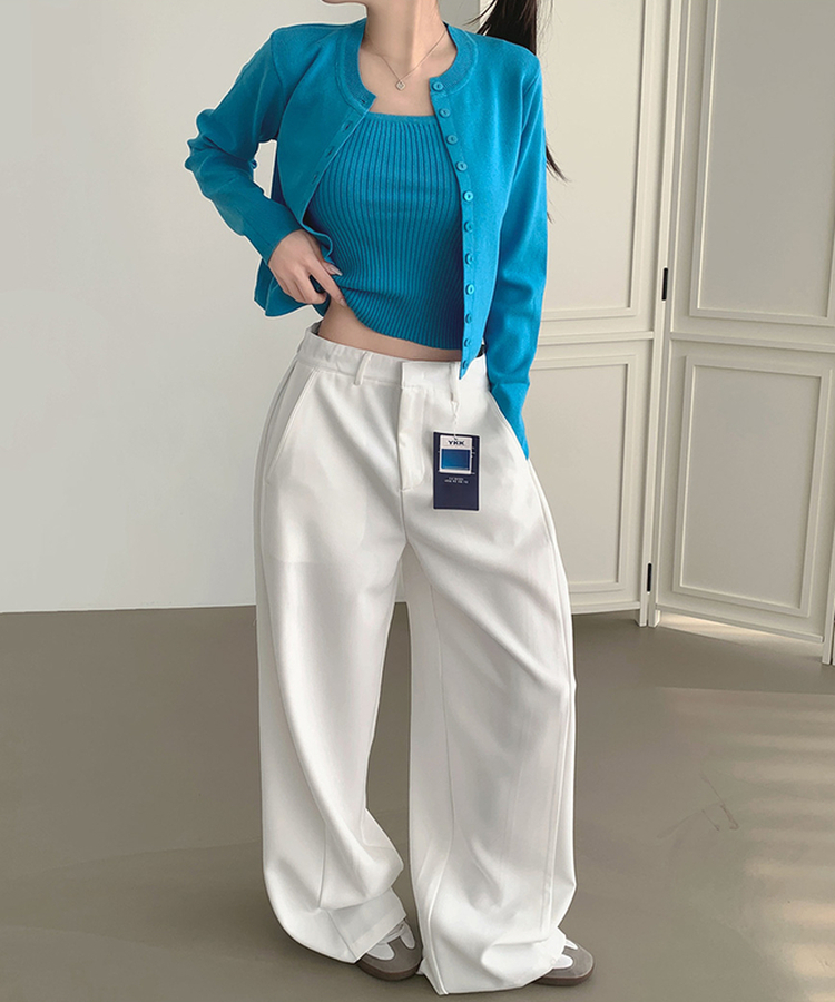 【丈別】サイドスリットスラックスパンツ WHITE