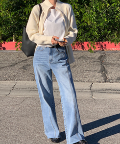 カッティングスリットデニムパンツ LIGHT DENIM