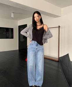 カッティングスリットデニムパンツ LIGHT DENIM