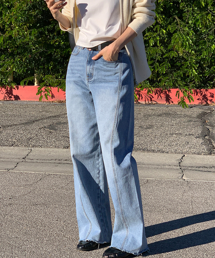 カッティングスリットデニムパンツ LIGHT DENIM