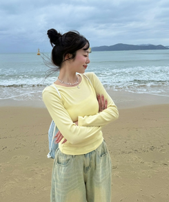 【❤️MADE】リブ無地Tシャツ LEMON