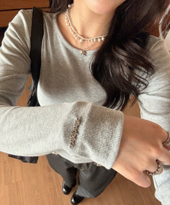 【❤️MADE】リブ無地Tシャツ GRAY