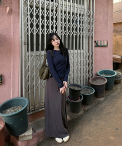 【❤️MADE】リブ無地Tシャツ NAVY