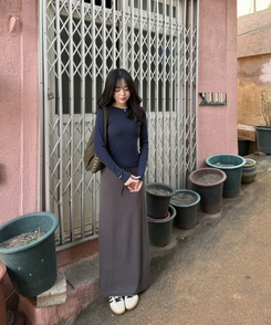 【❤️MADE】リブ無地Tシャツ NAVY