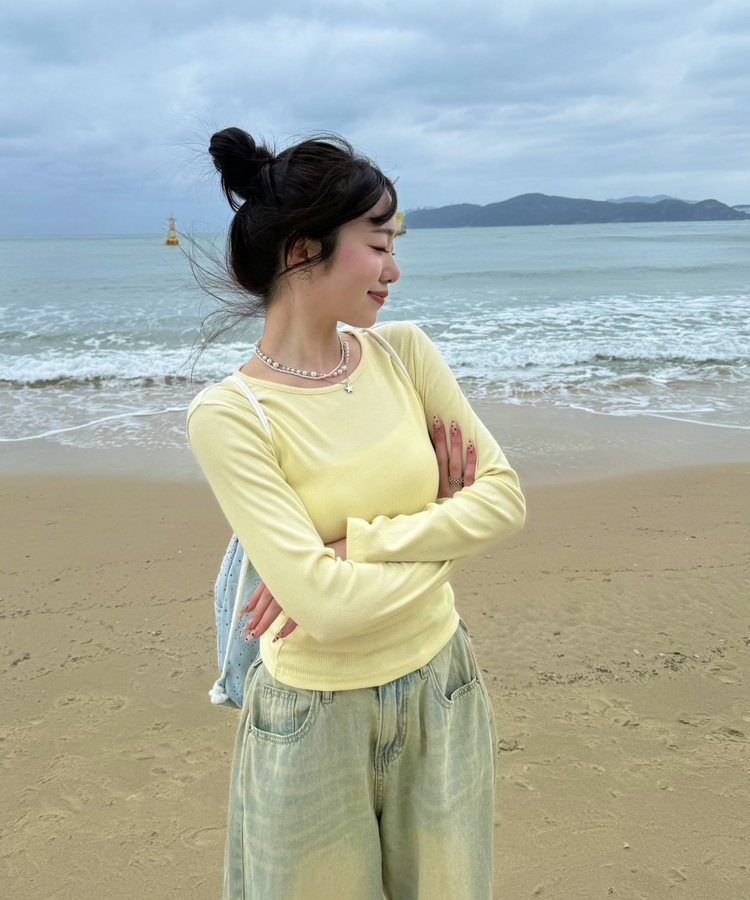 【❤️MADE】골지 랍빠 긴팔티셔츠 레몬