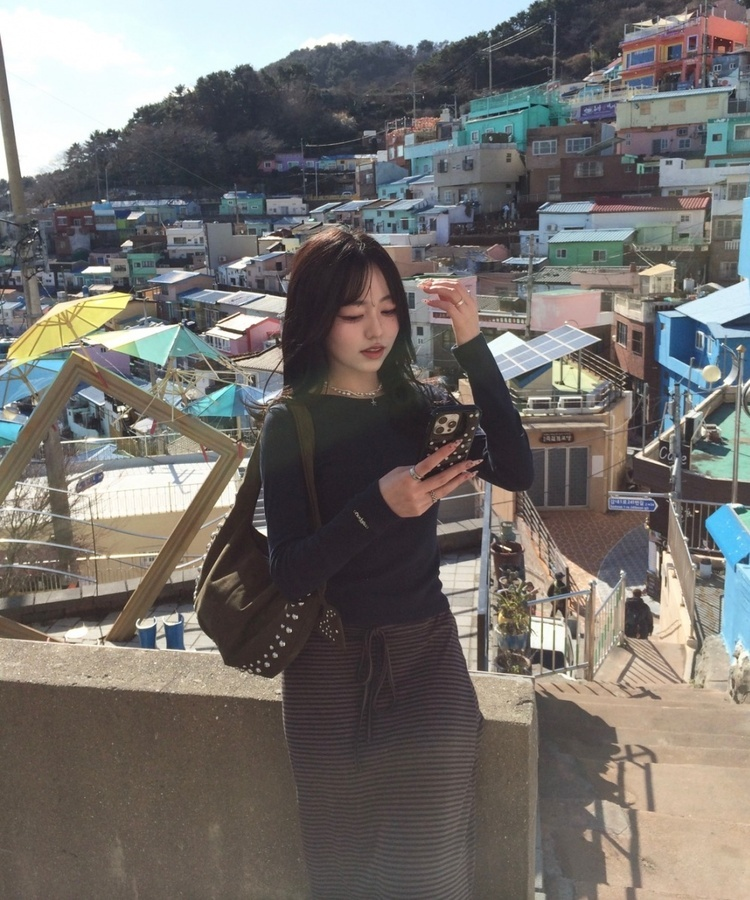 【❤️MADE】골지 랍빠 긴팔티셔츠 네이비