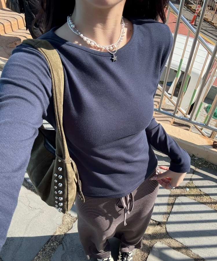 【❤️MADE】골지 랍빠 긴팔티셔츠 네이비