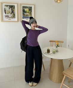 【❤️MADE】ボーダー無地シャツ PURPLE