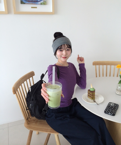 【❤️MADE】ボーダー無地シャツ PURPLE