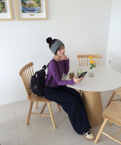 【❤️MADE】ボーダー無地シャツ PURPLE