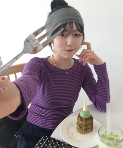 【❤️MADE】ボーダー無地シャツ PURPLE