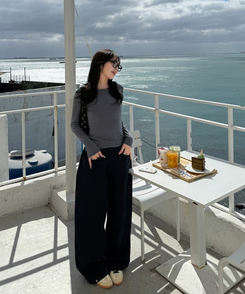 【❤️MADE】ボーダー無地シャツ CHARCOAL