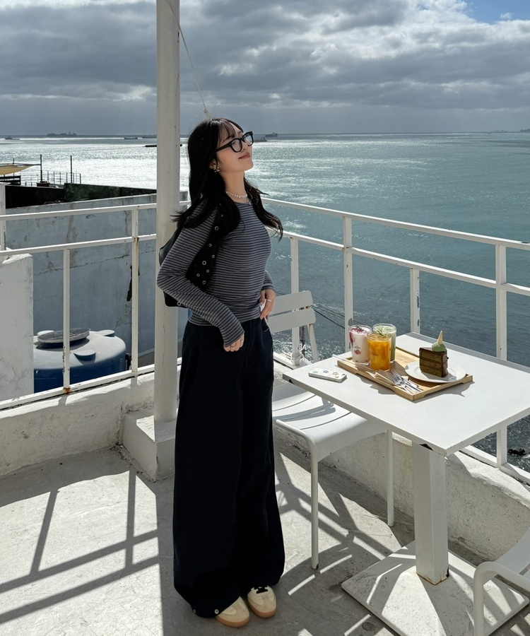 【❤️MADE】단가라 무지 긴팔티셔츠 차콜