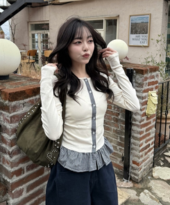 【注文殺到!❤️MADE】チェックフリルカーディガン CREAM