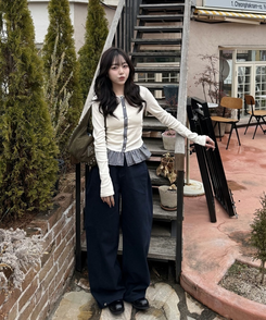 【注文殺到!❤️MADE】チェックフリルカーディガン CREAM