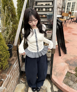 【注文殺到!❤️MADE】チェックフリルカーディガン CREAM