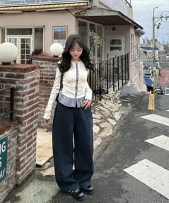 【注文殺到!❤️MADE】チェックフリルカーディガン CREAM