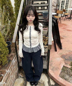 【注文殺到!❤️MADE】チェックフリルカーディガン CREAM