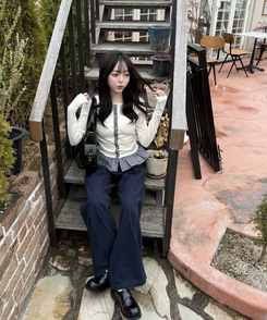 【注文殺到!❤️MADE】チェックフリルカーディガン CREAM