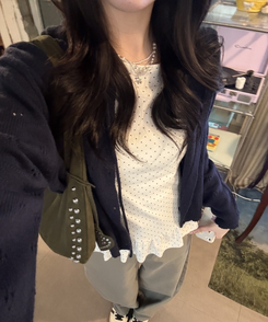 【❤️MADE】フリルドットトップス WHITE