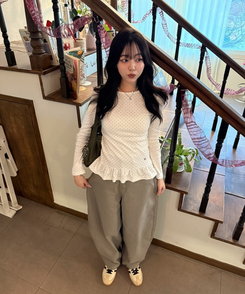 【❤️MADE】フリルドットトップス WHITE