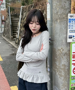 【❤️MADE】フリルドットトップス GRAY