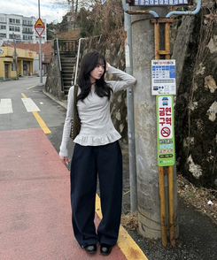 【❤️MADE】フリルドットトップス GRAY