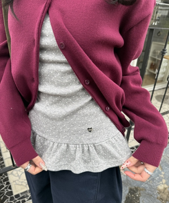 【❤️MADE】フリルドットトップス GRAY