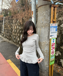 【❤️MADE】フリルドットトップス GRAY