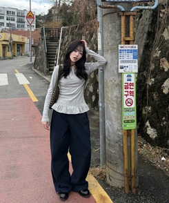 【❤️MADE】フリルドットトップス GRAY