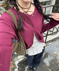 【❤️MADE】フリルドットトップス GRAY