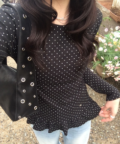 【❤️MADE】フリルドットトップス BLACK