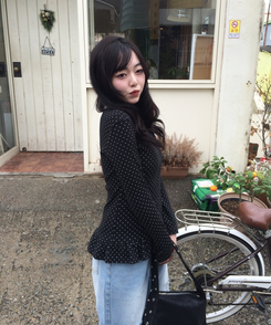 【❤️MADE】フリルドットトップス BLACK