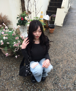 【❤️MADE】フリルドットトップス BLACK