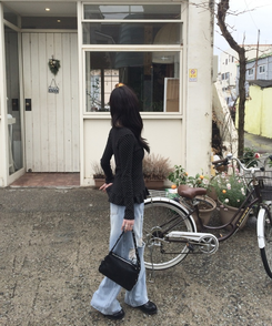 【❤️MADE】フリルドットトップス BLACK