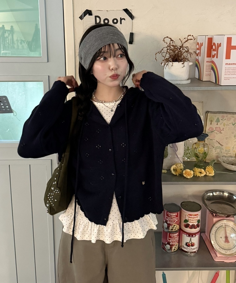 【❤️MADE】도트 프릴 긴팔 티셔츠 화이트