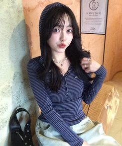 【❤️MADE】スナップボタンフードロンT NAVY