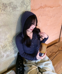 【❤️MADE】スナップボタンフードロンT NAVY