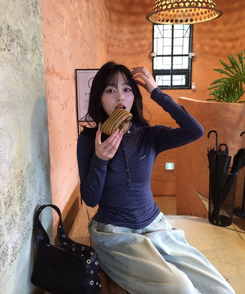 【❤️MADE】スナップボタンフードロンT NAVY