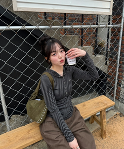 【❤️MADE】スナップボタンフードロンT BLACK