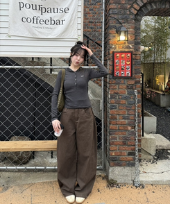 【❤️MADE】スナップボタンフードロンT BLACK