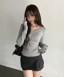 ストライプミニスカートパンツ CHARCOAL