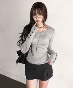 ストライプミニスカートパンツ CHARCOAL