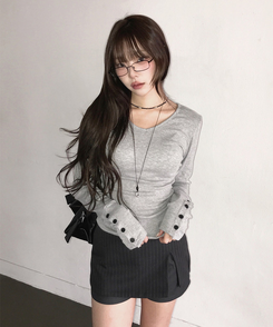 ストライプミニスカートパンツ CHARCOAL