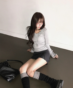 ストライプミニスカートパンツ CHARCOAL