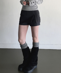ストライプミニスカートパンツ CHARCOAL