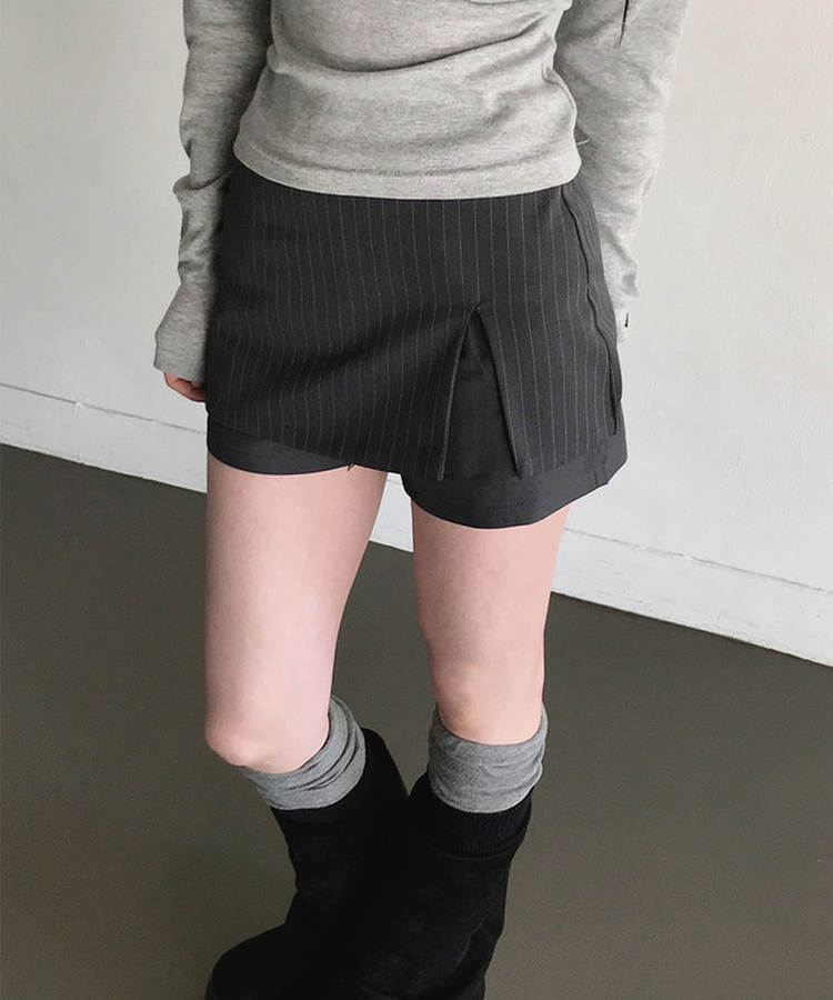 ストライプミニスカートパンツ CHARCOAL