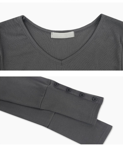Vネックデイリー長袖Tシャツ(7color)