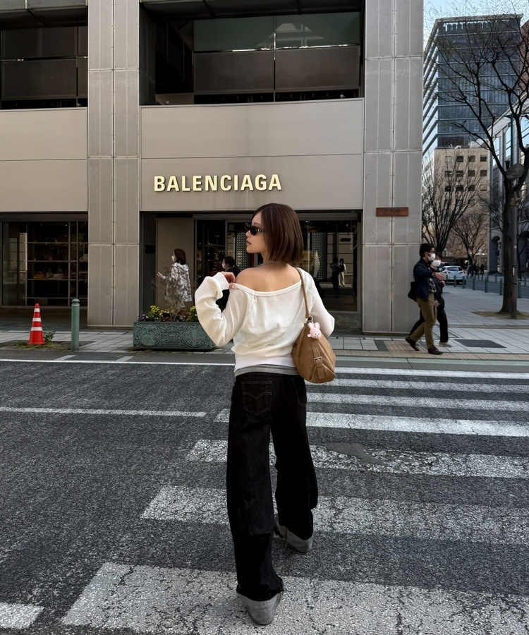 ロールアップワイドデニムパンツ BLACK DENIM