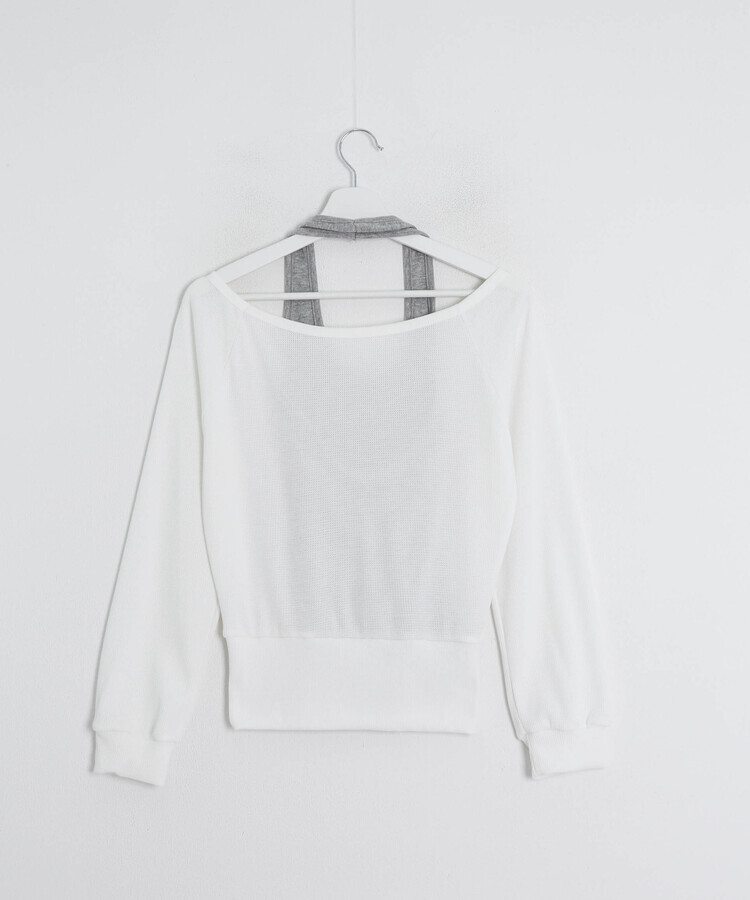 언발 홀터넥 레이어드 탑